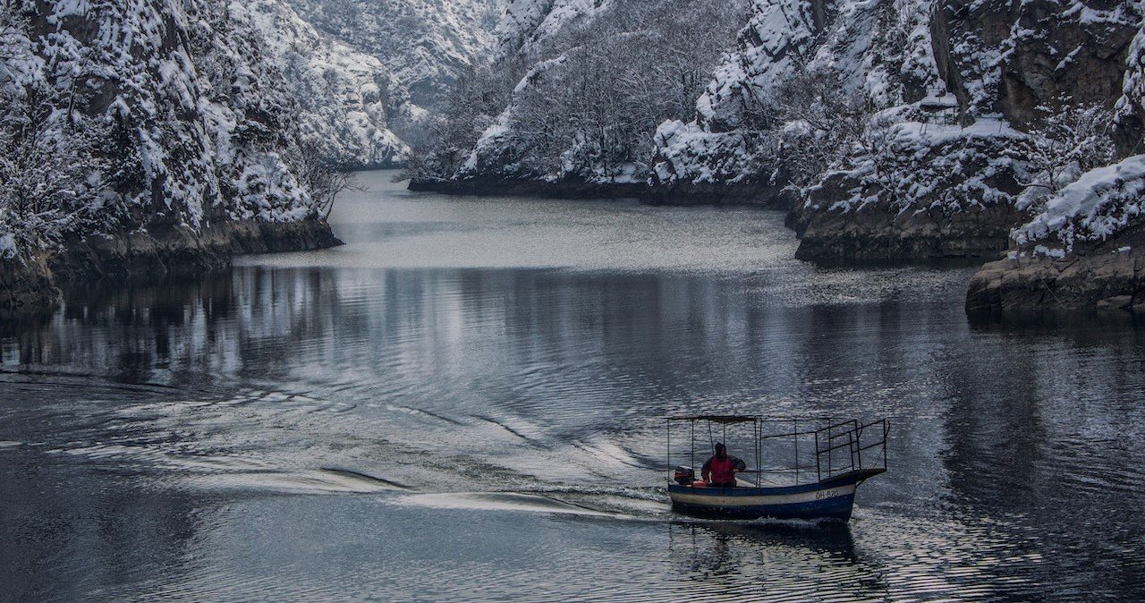 A sailboat in a cold weather