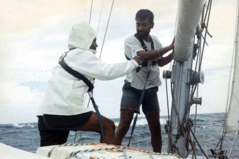 Reefing the sails in a storm