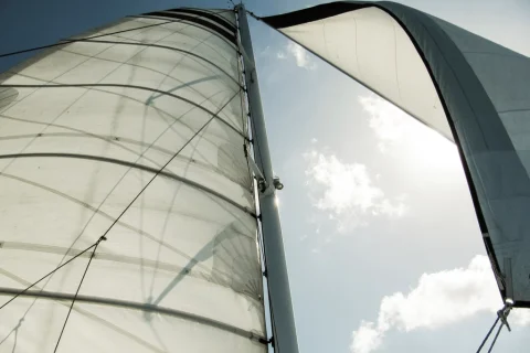 White canvas sailboat sails